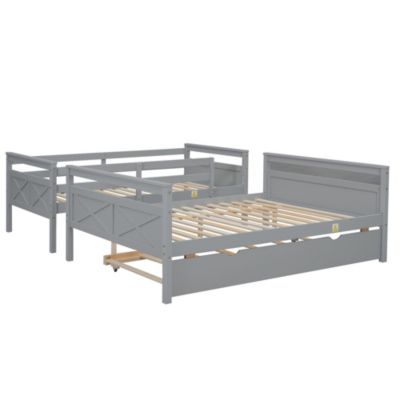 Streamdale Twin/Full Bunk Bed, Trundle, Safety Rails, Gray