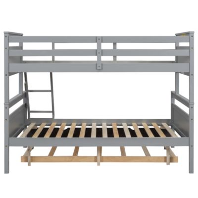 Streamdale Twin/Full Bunk Bed, Trundle, Safety Rails, Gray