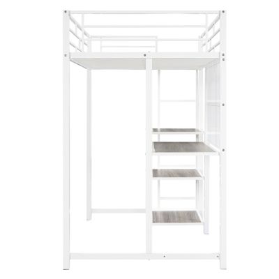 Streamdale Twin Loft Bed with Desk and Shelves