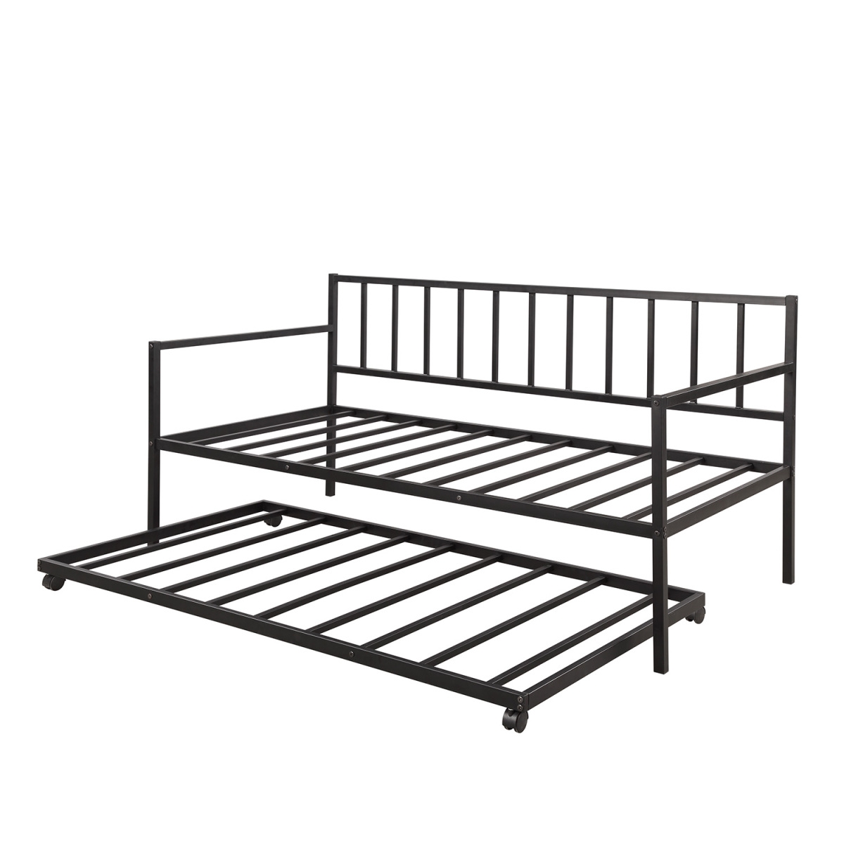 Simplie Fun Twin Daybed With Trundle Multifunctional Metal Lounge Daybed Frame For Living Room Guest Room