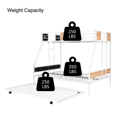 Sturdy Metal Bunk Bed with Trundle & Safety Features