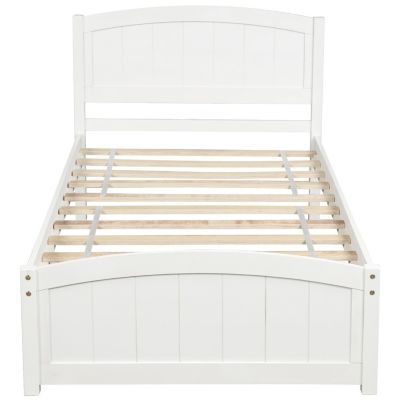 Streamdale Wood Platform Bed With Headboard, Footboard And Wood Slat Support Twin