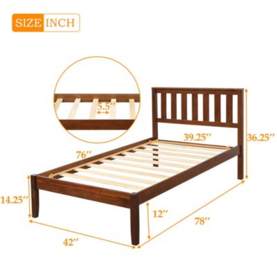 Streamdale Wood Platform Bed With Headboard/Wood Slat Support, Twin