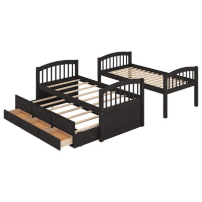 Streamdale Twin Over Twin Wood Bunk Bed With Trundle And Drawers