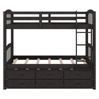 Streamdale Twin Over Twin Wood Bunk Bed With Trundle And Drawers
