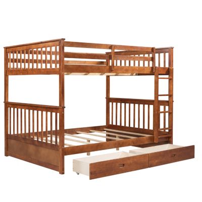 Streamdale Espresso Bunk Bed with Drawers and Ladders