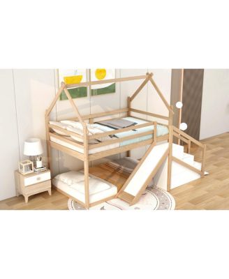 Streamdale Twin Over Twin House Loft Or Bunk Bed With Slide And Staircase
