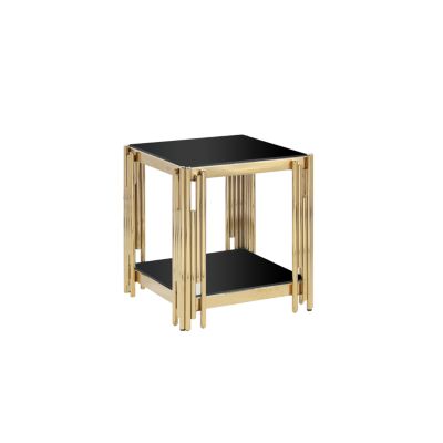 Mirrored Glass End Table with Gold Frame, 20