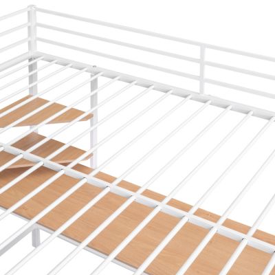 Set of 1 Full Metal Loft Bed With Desk And Shelves