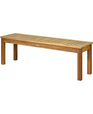 Patio Garden Acacia Wood Bench Dining Bench w/ Slatted Seat Indonesia Teak