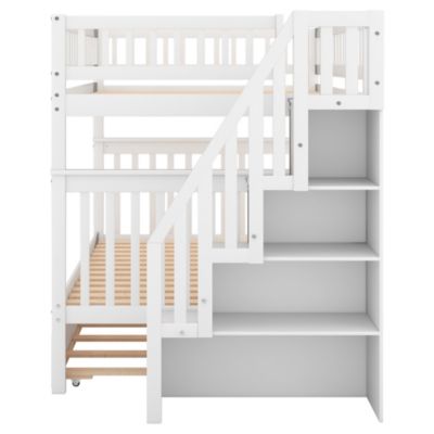 Streamdale Full Over Full Bunk Bed With Trundle And Staircase