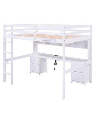 Loft Bed with Desk, and Charging Station