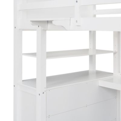Streamdale Espresso Twin Loft Bed with Desk and Drawers