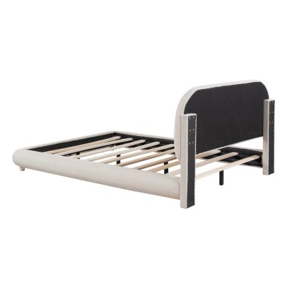 Thick fabric full size platform bed with stylish design