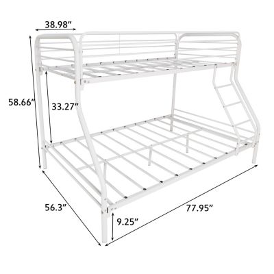 White Metal Twin Over Full Bunk Bed