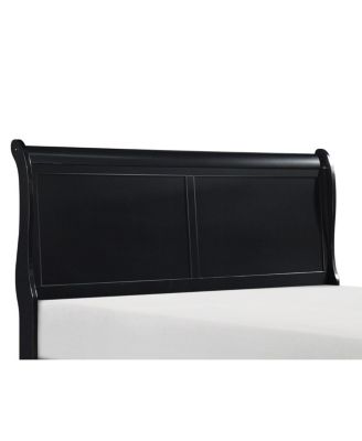 Black Finish Louis Philippe Style 1 Piece Queen Size Sleigh Bed Traditional Design Furniture