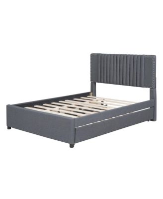 Classic Upholstered Platform Bed with Trundle