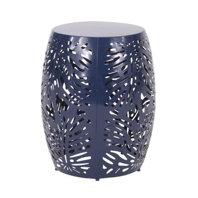 Modern Palm Leaf Side Table with Durable Iron Frame