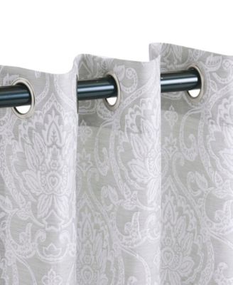 Lotus Floral Damask Jacquard Grommet Top Curtains, 52" x 84" (Set of 2)
