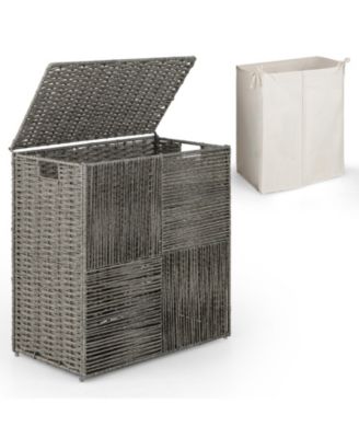 29 Gallons Laundry Hamper with Convenient Handles and Removable Liner Bag-Grey