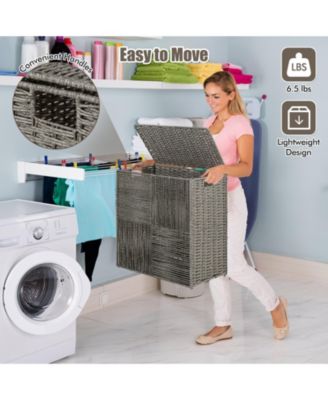 29 Gallons Laundry Hamper with Convenient Handles and Removable Liner Bag-Grey