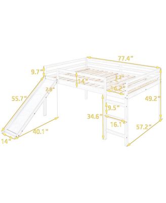 Loft Bed with Slide, Multifunctional Design, Full