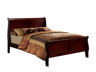 Queen Size Bed Cherry Louis Philippe Solid Wood 1 Piece Bed Bedroom Sleigh Bed Bedroom Furniture