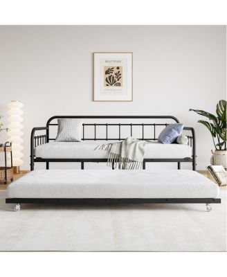 Twin Metal Daybed with Trundle and Slat Support
