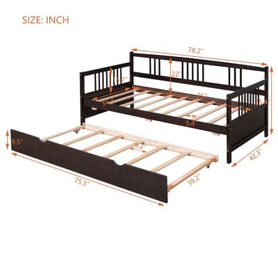 Streamdale Twin Size Daybed Wood Bed With Twin Size Trundle