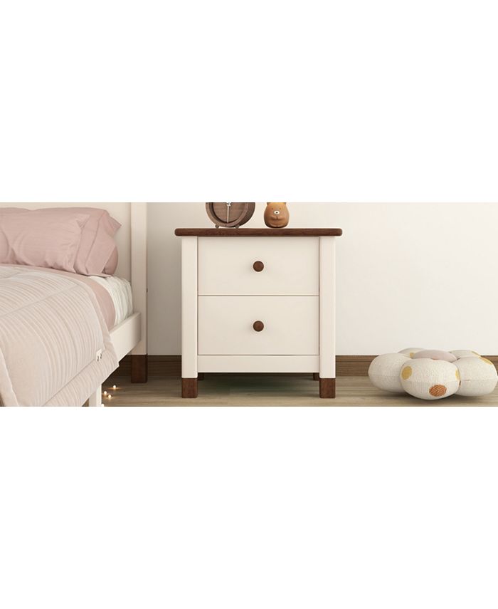 Simplie Fun Wooden Nightstand With Two Drawers For Kids, End Table For ...