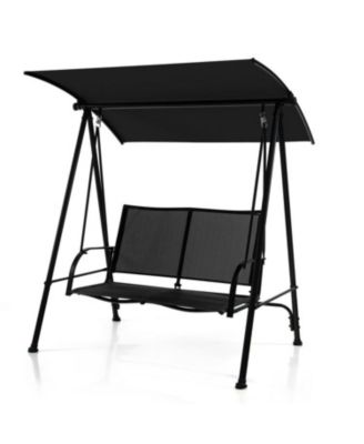 2-Seat Outdoor Canopy Swing with Comfortable Fabric Seat and Heavy-duty Metal Frame