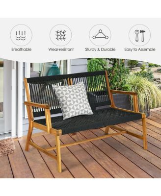 2-Person Acacia Wood Yard Bench for Balcony and Patio