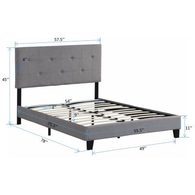Modern Linen Upholstered Platform Bed Frame