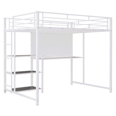 Streamdale Metal Loft Bed with Desk, Shelves & Ladder