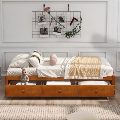 Twin Size Platform Storage Bed With 3 Drawers
