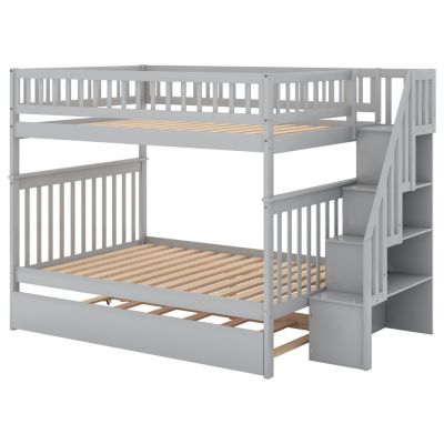Streamdale Full Over Full Bunk Bed With Trundle And Staircase
