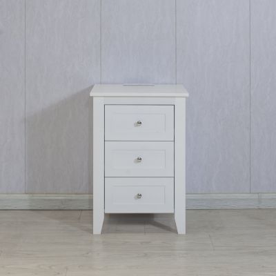 Streamdale Modern White 3-Drawer Nightstand with USB Charging