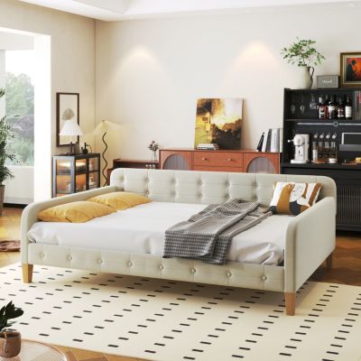Streamdale Full Size Upholstered Daybed With 4 Support Legs, White