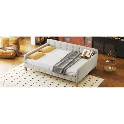 Streamdale Full Size Upholstered Daybed With 4 Support Legs, White