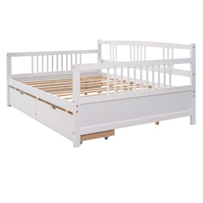 Streamdale Full Size Daybed Wood Bed With Two Drawers