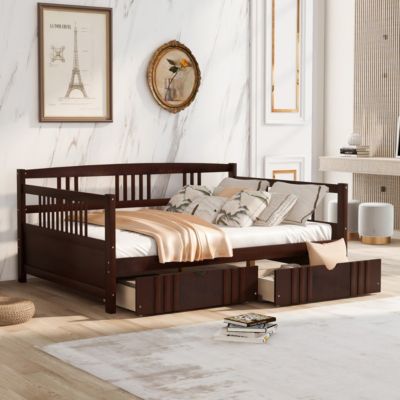 Streamdale Full Size Daybed Wood Bed With Two Drawers