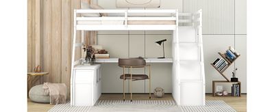 Streamdale Twin Size Loft Bed With With 7 Drawers 2 Shelves And Desk