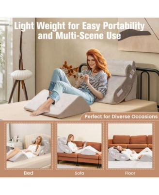 4 Pieces Bed Wedge Pillow for Back Neck and Leg Pain Relief-Gray