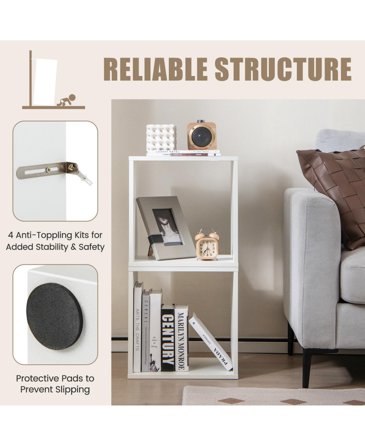 Slickblue Cube Storage Organizer Set of 2-White