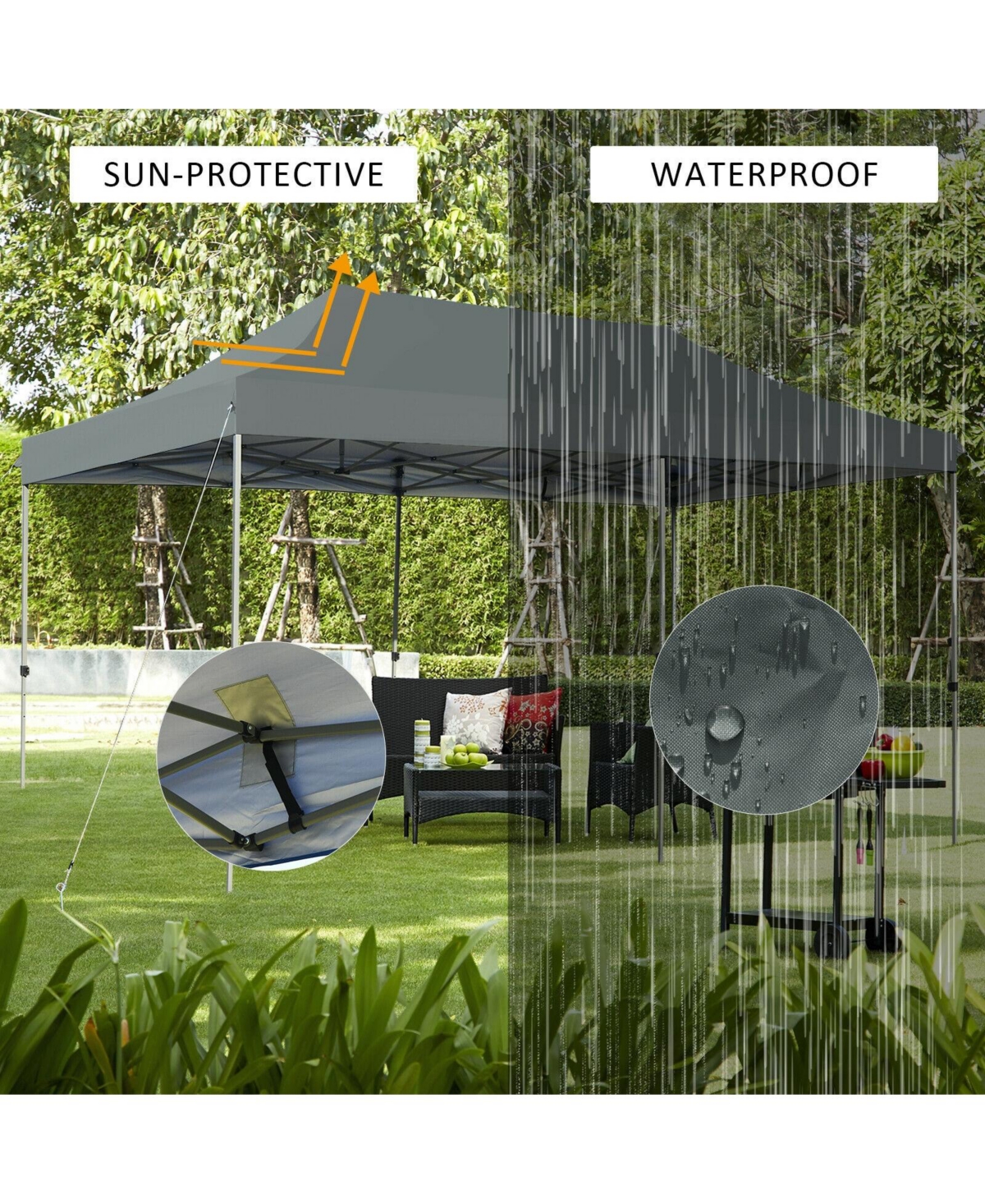 Slickblue 10 x 20 Feet Adjustable Folding Heavy Duty Sun Shelter with Carrying Bag