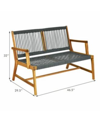 2-Person Acacia Wood Yard Bench for Balcony and Patio