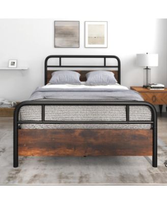 Full Size Bed Frame with Industrial Headboard-Full Size
