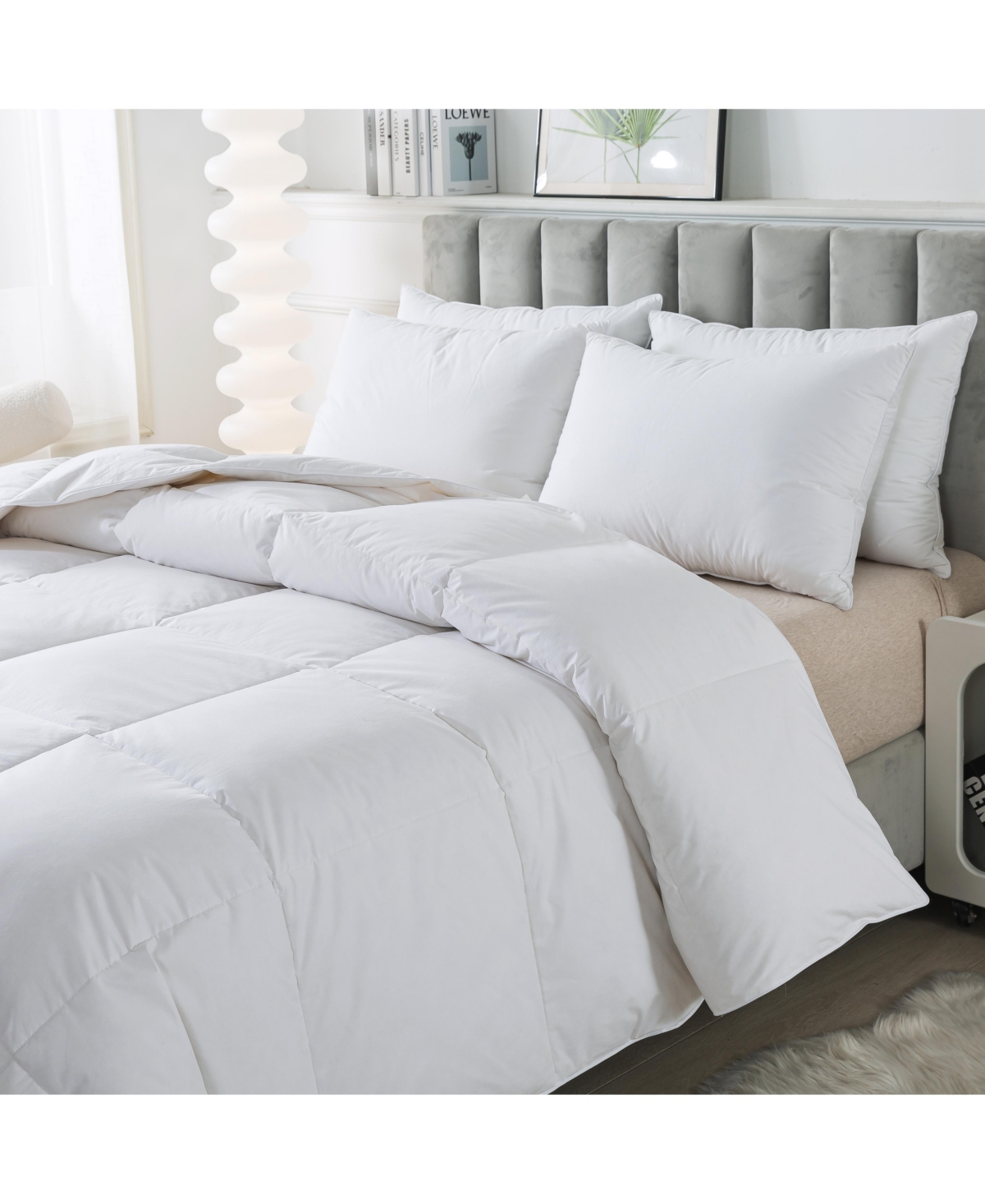 Royal Velvet Heavy Weight White Goose Nano Down And Feather Blend Comforter, Queen In White