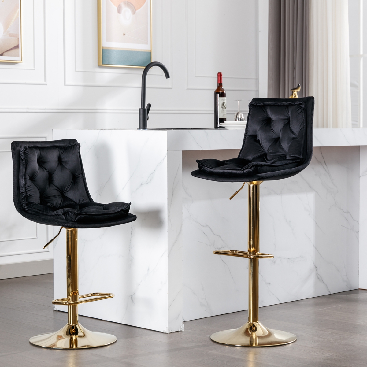 Streamdale Furniture Chrome Swivel Bar Stools Set