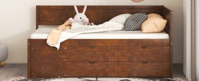 Twin Size Wood Daybed With Drawers And Shelves